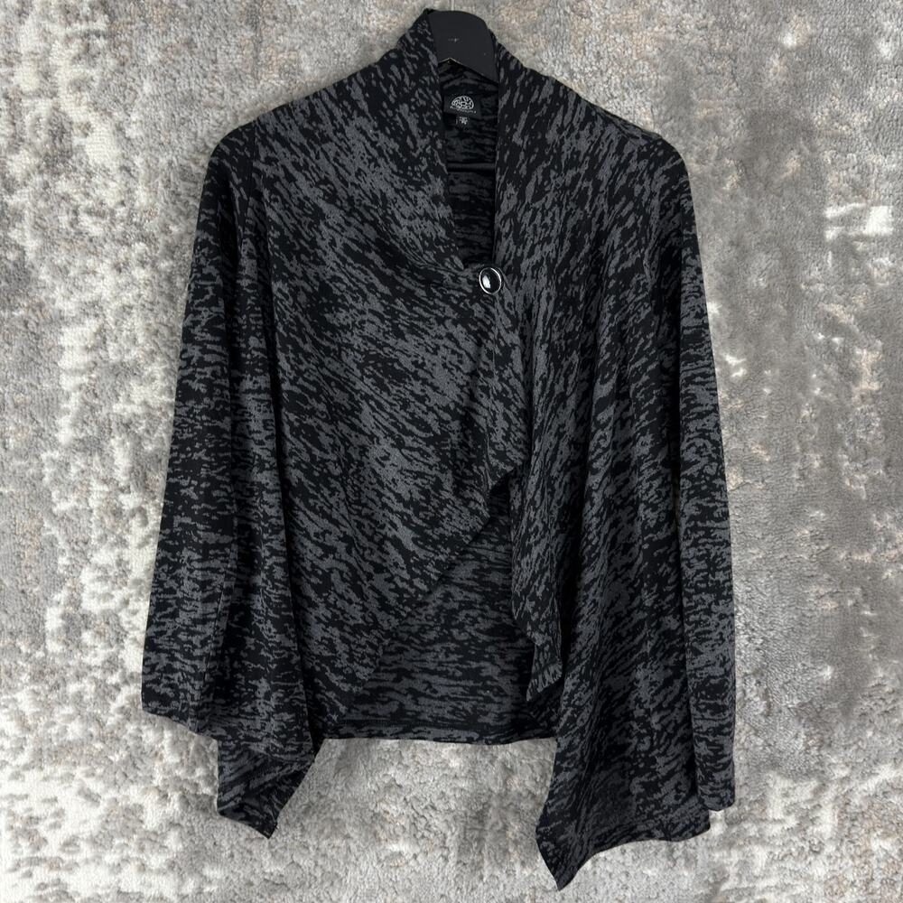 Bobeau Petite Size Sp Abstract Button Cardigan Sweater Gray‎ Long Sleeve